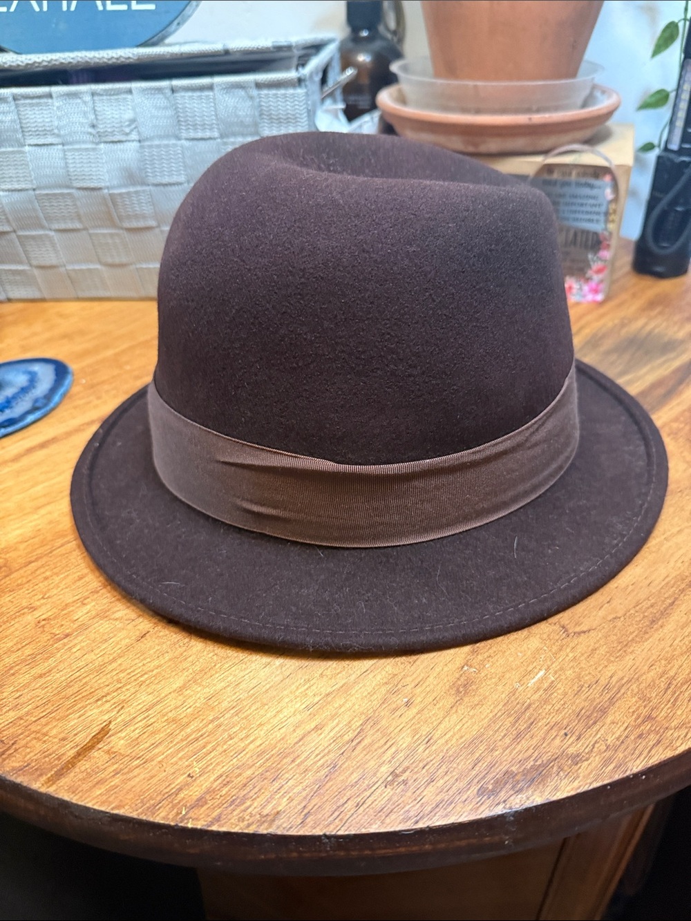 Classic Brown Felt Fedora with Grosgrain Band Golden Gate Hat Co.